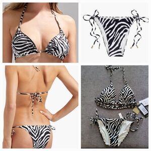Vix Paula Hermanny Women's Black & White Top & Bottom Bikini 2 Piece Set…